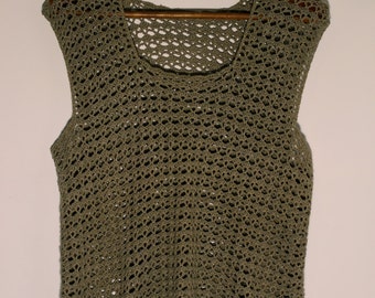Vintage Crochet Vest Boho Bohemian Hippie Pullover Top