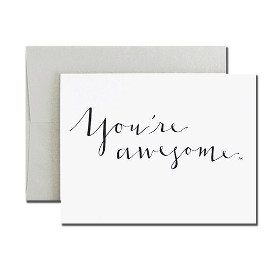 Calligraphy Font You're Awesome Card. Stylish by akrDesignStudio