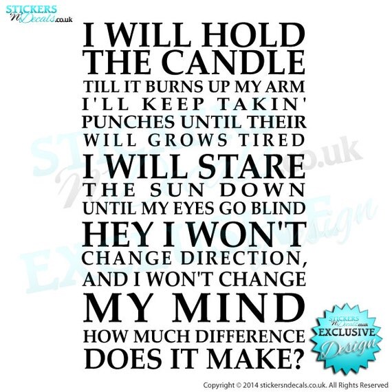 Pearl Jam Indifference Lyrics Vinyl Wall Art by stickersndecalsuk