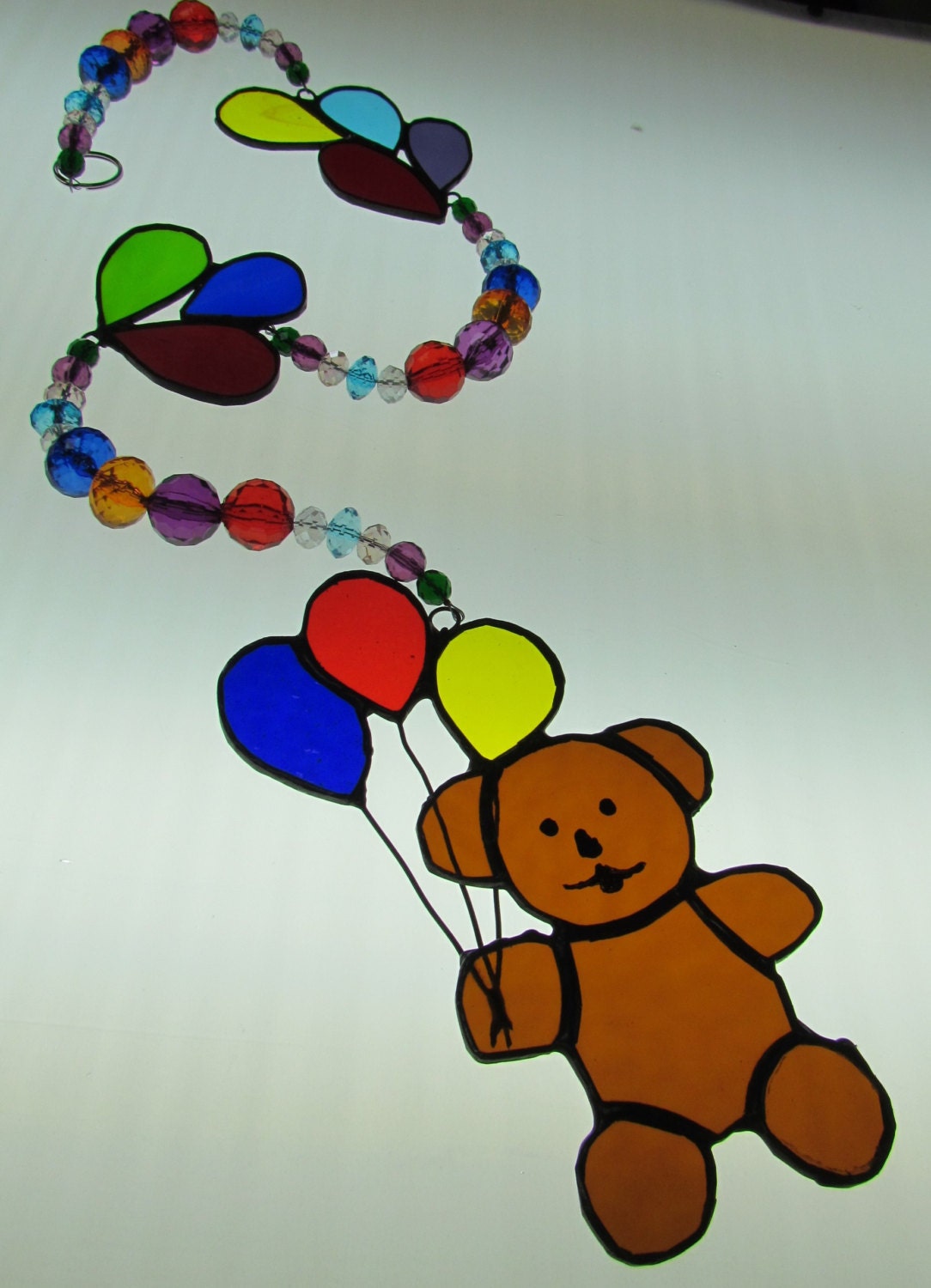 Stained Glass Teddy Bear Suncatcher Spinner Teddy Bear Decor