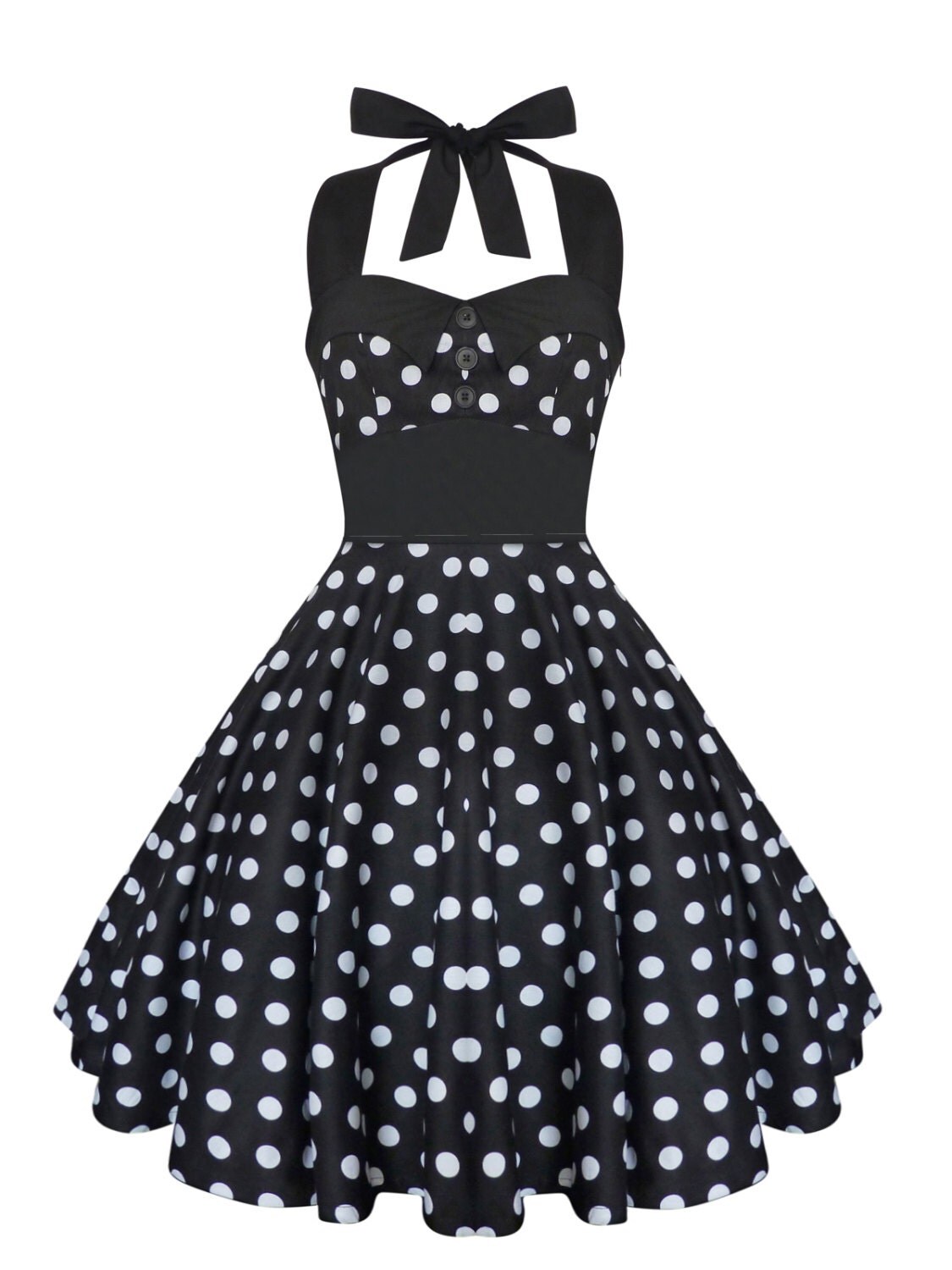 Rockabilly Dress Pin Up Dress Black Polka Dot Plus Size Dress