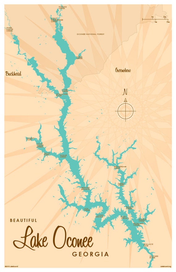 Lake Oconee GA Map Print
