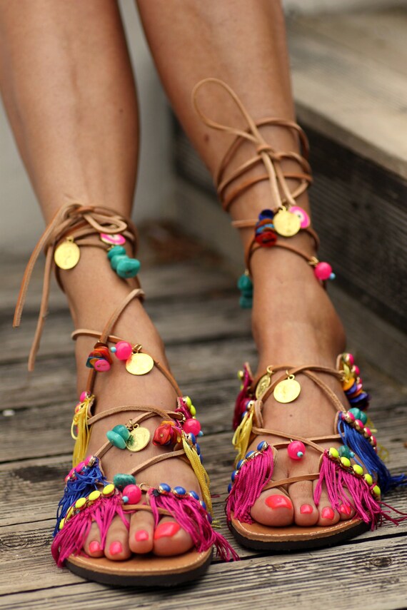 Tie up gladiator Sandals Tahiti handmade to by ElinaLinardaki