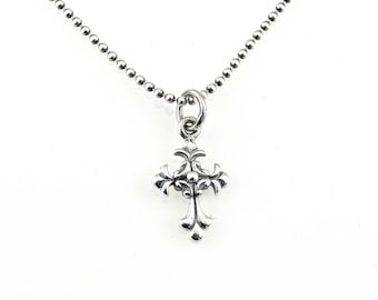Cross Necklace, Antique Cross Necklace, Silver Cross Necklace, Sterling Cross, Baroque Cross Necklace, Cross Pendant, Silver Cross Pendant