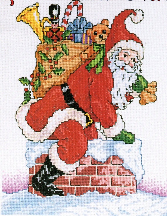 Download Christmas Santa Claus Cross Stitch Pattern Santa Coming Down