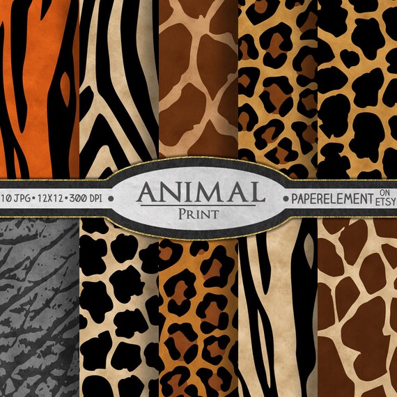 Animal Print Digital Paper: Animal Print Scrapbook Paper