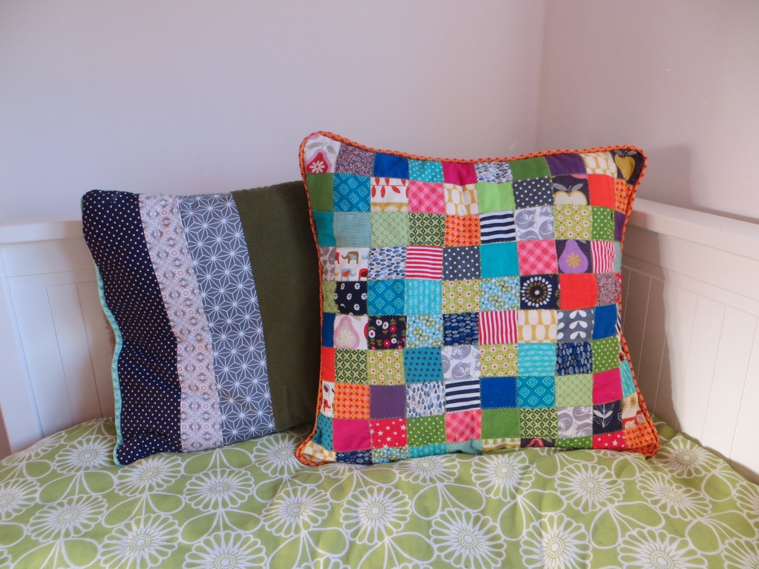 Patchwork quilted pillow case cushion cover children's