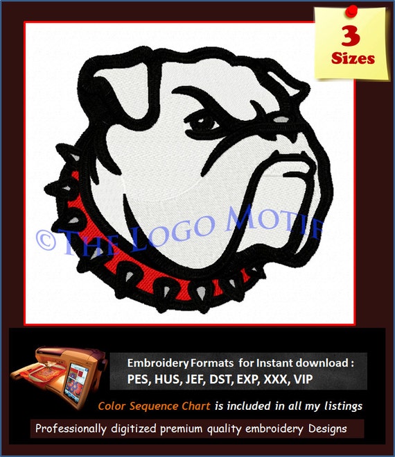 Georgia Bulldogs logo 1 embroidery designs Machine by LogoMotif