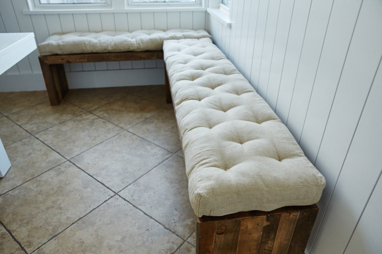 3 Tufted Wool-Filled Bench Cushion / Window Seat / 100%