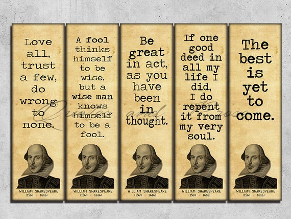 Printable Bookmarks William Shakespeare quote Bookmark