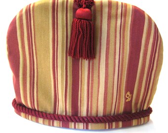 Tea cozy Potiron Tea cosy Red Gold Stripes Tea Time Unique Gift Tea Lovers Herbal Tea