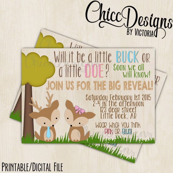 Deer Woodland Gender Reveal Buck or Doe Theme Gender