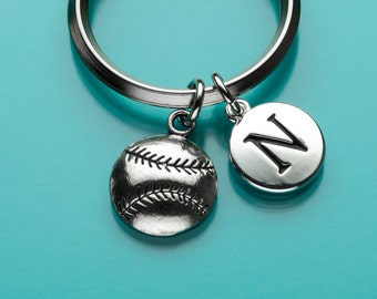 Baseball Keychain, Baseball Key Ring, Softball, Sports Charm, Initial Keychain, Personalized Keychain, Custom Keychain, Charm Keychain, 220