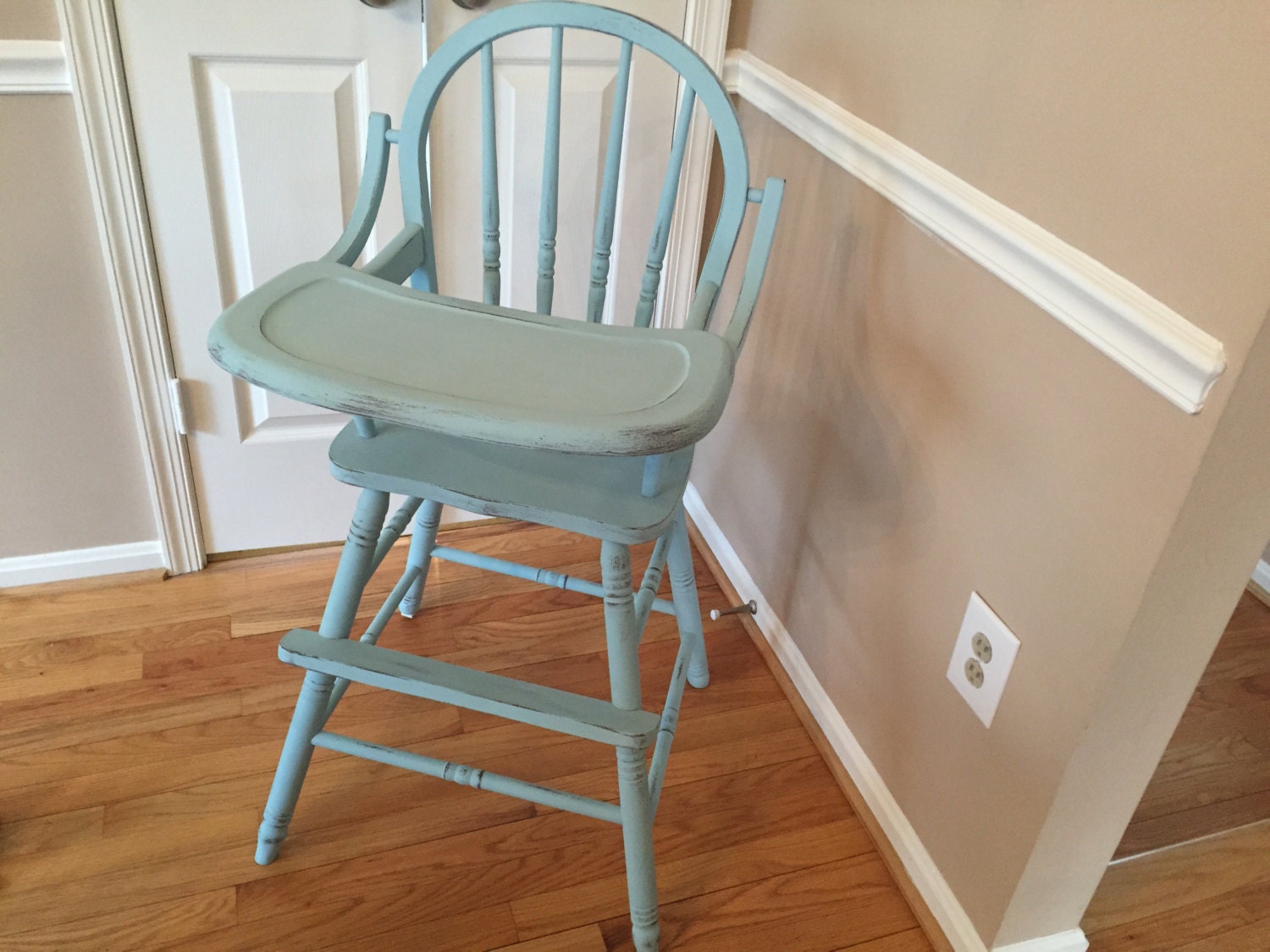 SALE Hand painted all wood classic high chair