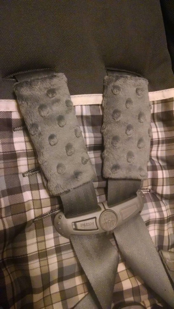 Dark Gray Minky Car Seat Strap Covers for Babies and Toddlers