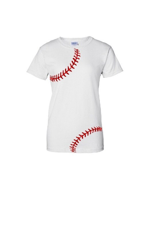 Stitches Baseball T-shirt. Glitter Baseball by TNTAPPARELNMORE