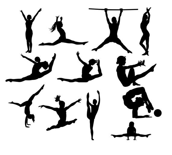 Download Gymnastics Girls Silhouette instant download PNG JPG SVG