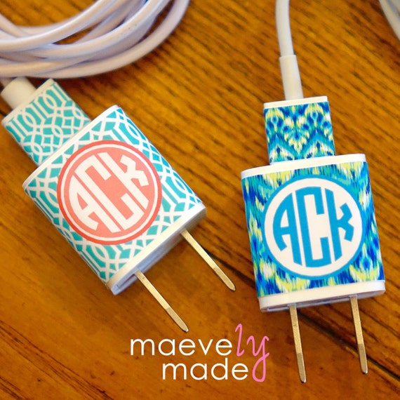 Personalized iPhone Charger Wrap Monogrammed by maevelymade