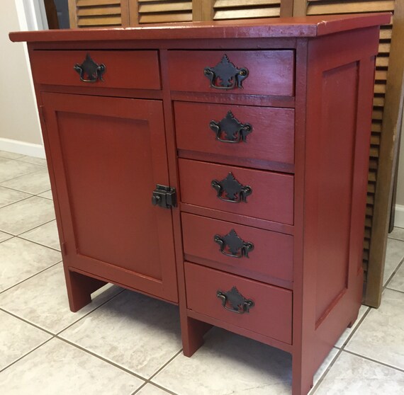 Items similar to SOLD Antique Primitive Wood Farm Red