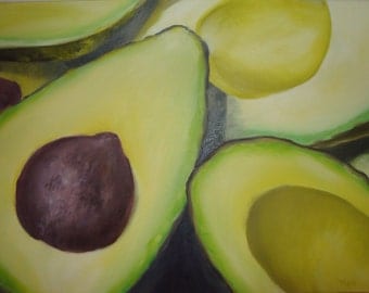 Original Avocado Oil Painting on Canvas - Hand Painted - Ready to Hang