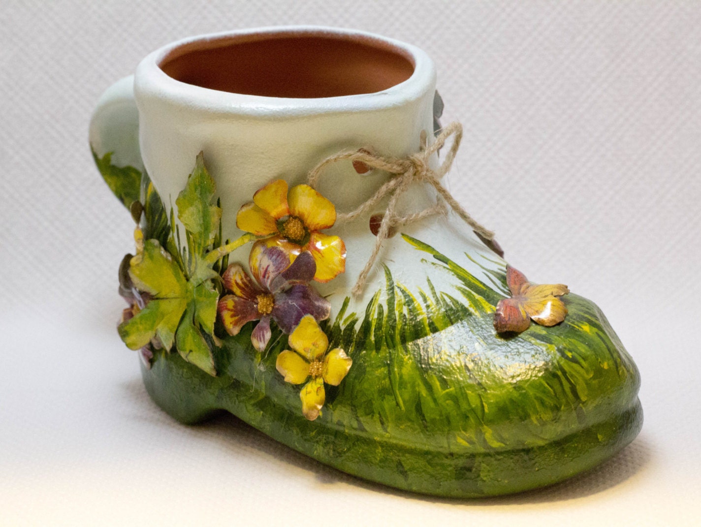 Items similar to Ceramic shoe flower pot on Etsy