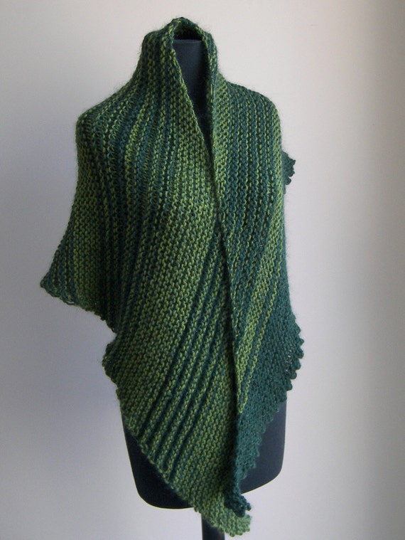 SALE Hand Knit Asymmetrical Shoulder Shawl Scarf Cowl Wrap