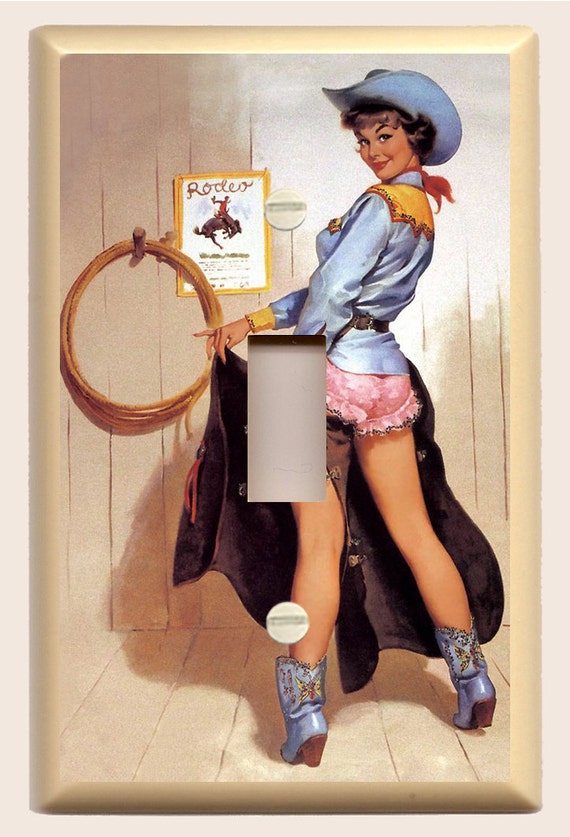 Gil Elvgren Vintage Cowgirl Pin Up With Chaps Single Toggle