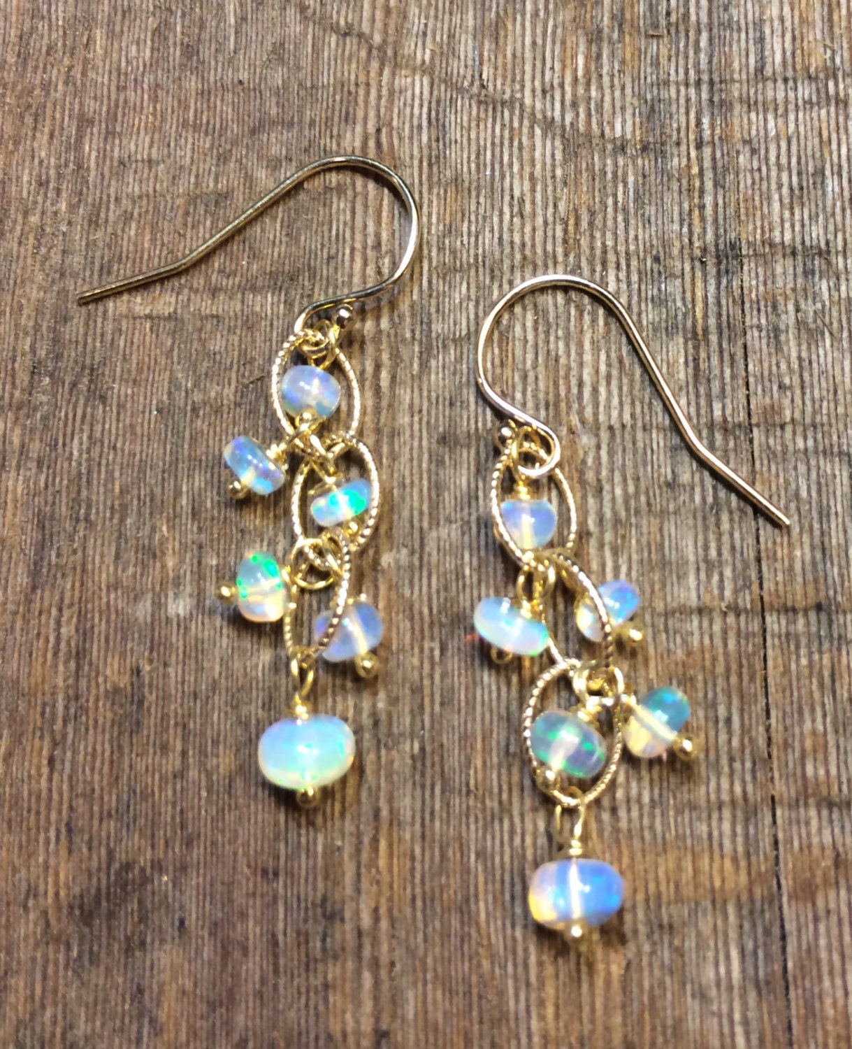 Opal Earrings Ethiopian Opals Gold Fill Dangle Earrings