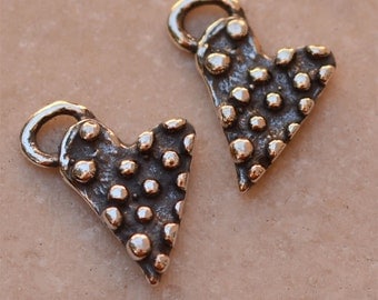 Two Dotted Heart Charms in Sterling Silver SA-253