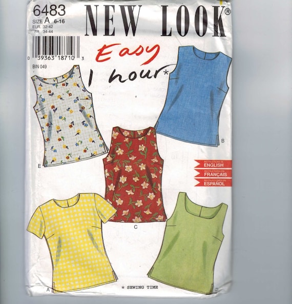 1990s Sewing Pattern New Look 6483 Misses Easy 1 Hour Top