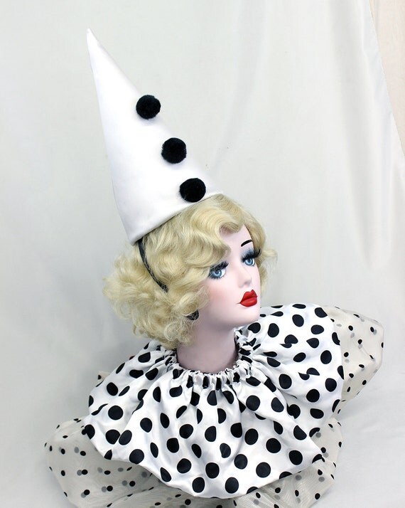 Classic Clown Hat Black and White Circus by BatcakesCouture