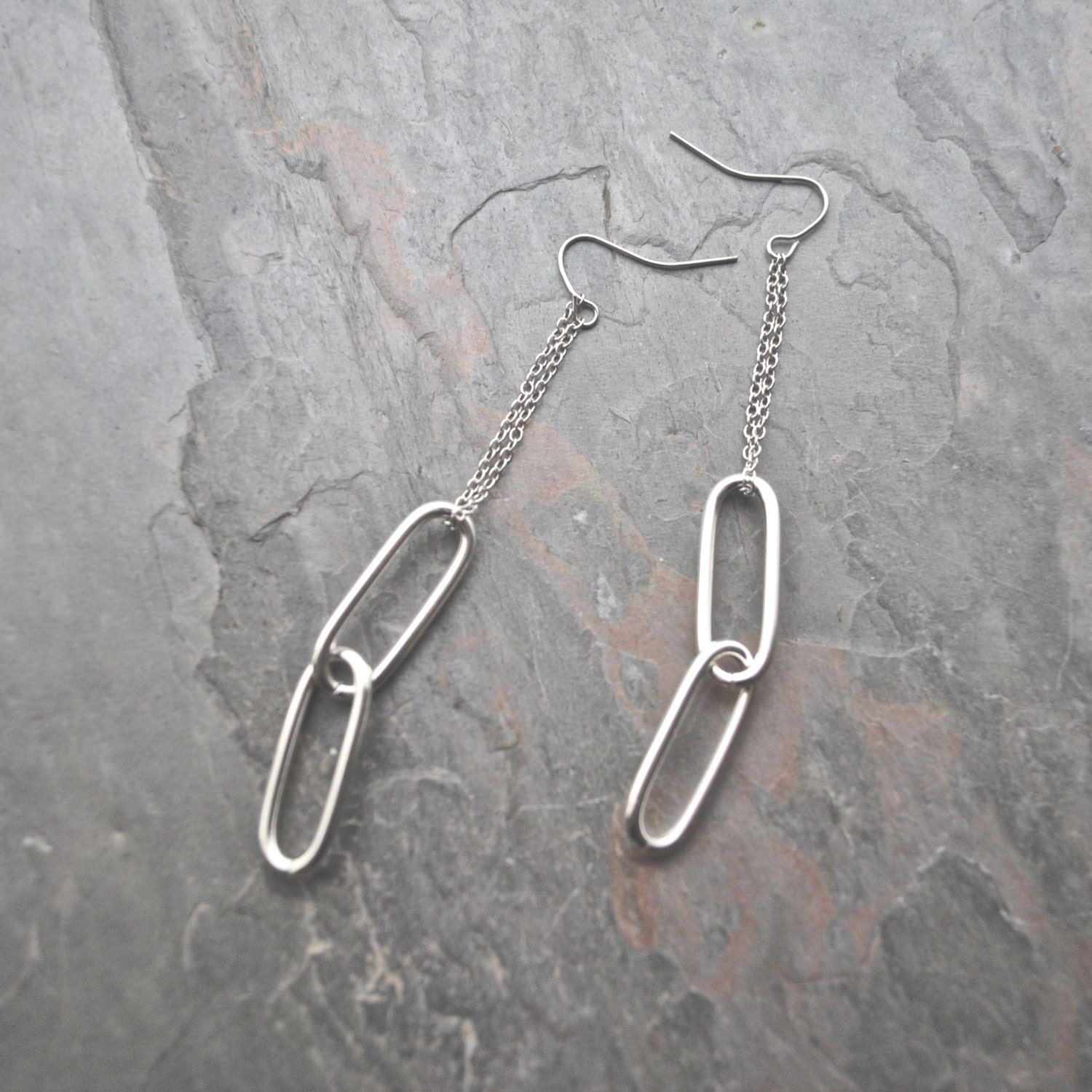 Silver Chain Link Dangle Earrings By Duplikajewelry On Etsy 5077