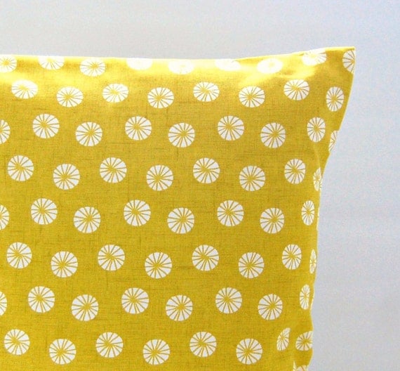 decorative pillow cover mustard yellow retro flowers 14 inch