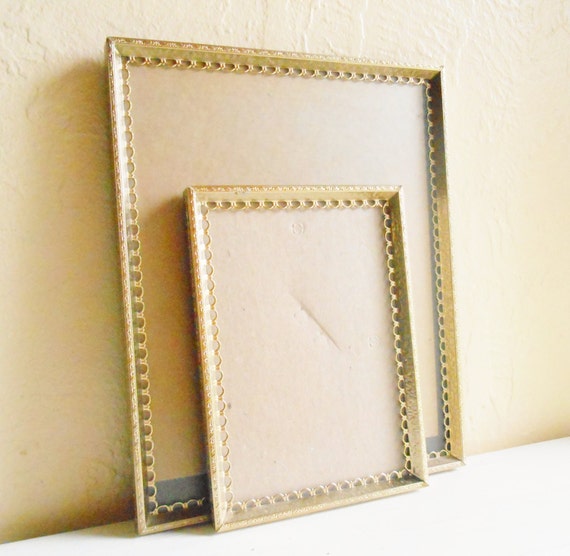 Gold Vintage 8x10 and 5x7 Metal Filigree Picture Frames Frilly