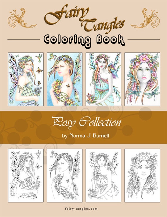 Download Fairy Tangles Printable Coloring Book Posy Collection by Norma