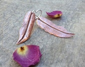 Feather copper earrings Native American jewelry copper earrings feather jewelry handstamped jewelry metalwork jewelry jewelry design gifts