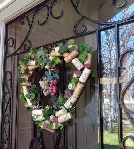 Wine Cork Wreath, Wedding decor, Heart shaped, bridal shower, reception door decor
