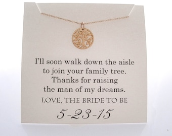 Mother of The Groom Necklace - Mother of the Groom Gifts - Family Tree, Wedding Gifts, Wedding Jewelry, Mother of the Groom Presents - Gold
