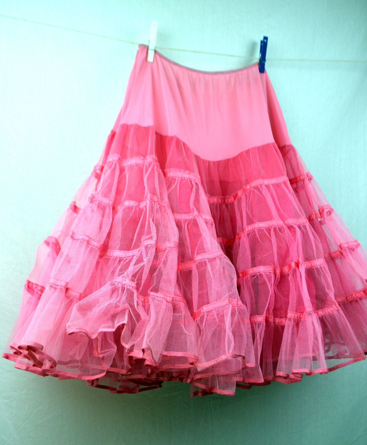 Vintage Distressed Pink Malco Modes Square Dancing Petticoat