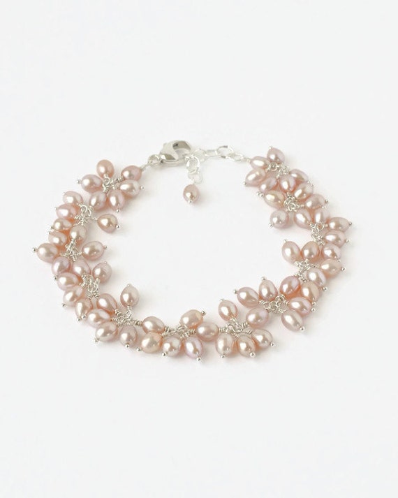 Pale Pink Pearl Bracelet Blush Pink Sterling by BlueRoomGems
