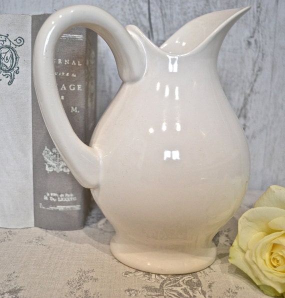 Antique French Stoneware Large Pitcher by MademoiselleTresors