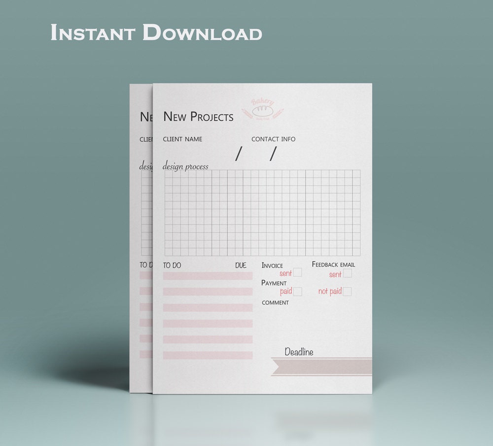 Instant Download New Project Form Printable