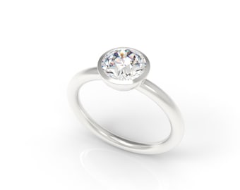 Sterling Silver Bezel Solitaire Engagement Ring
