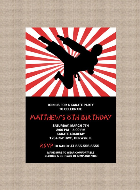 Karate Birthday Party Invitation Ninja Birthday By Honeyprint