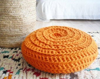 Giant Floor Cushion Crochet - Thick Cotton - Orange