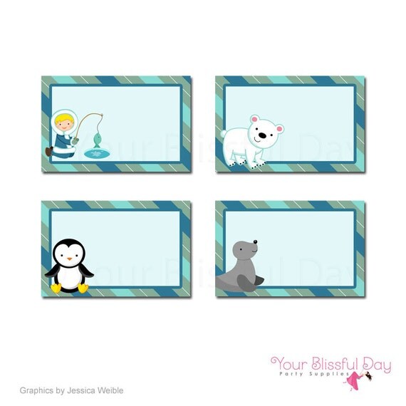 PRINTABLE Arctic Boy Party Label Tents (Character of your choice) #704 Il_570xn