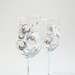 Orchids Wine Glasses Hand Painted, set of 2 , White Cream Silver