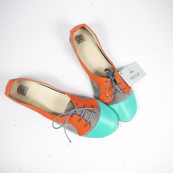 The Sofia Oxfords in Block Colors - Cute Handmade Leather Oxford Shoes