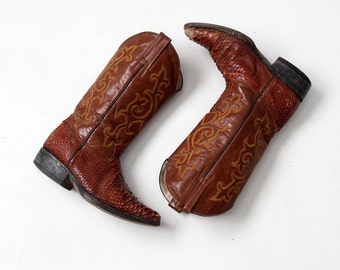 vintage snakeskin cowboy boots, women's size 5.5