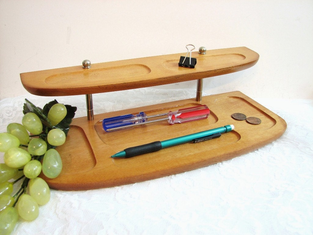 MidCentury Maple Wood Dresser Valet with Tiered by GRITSGirlz